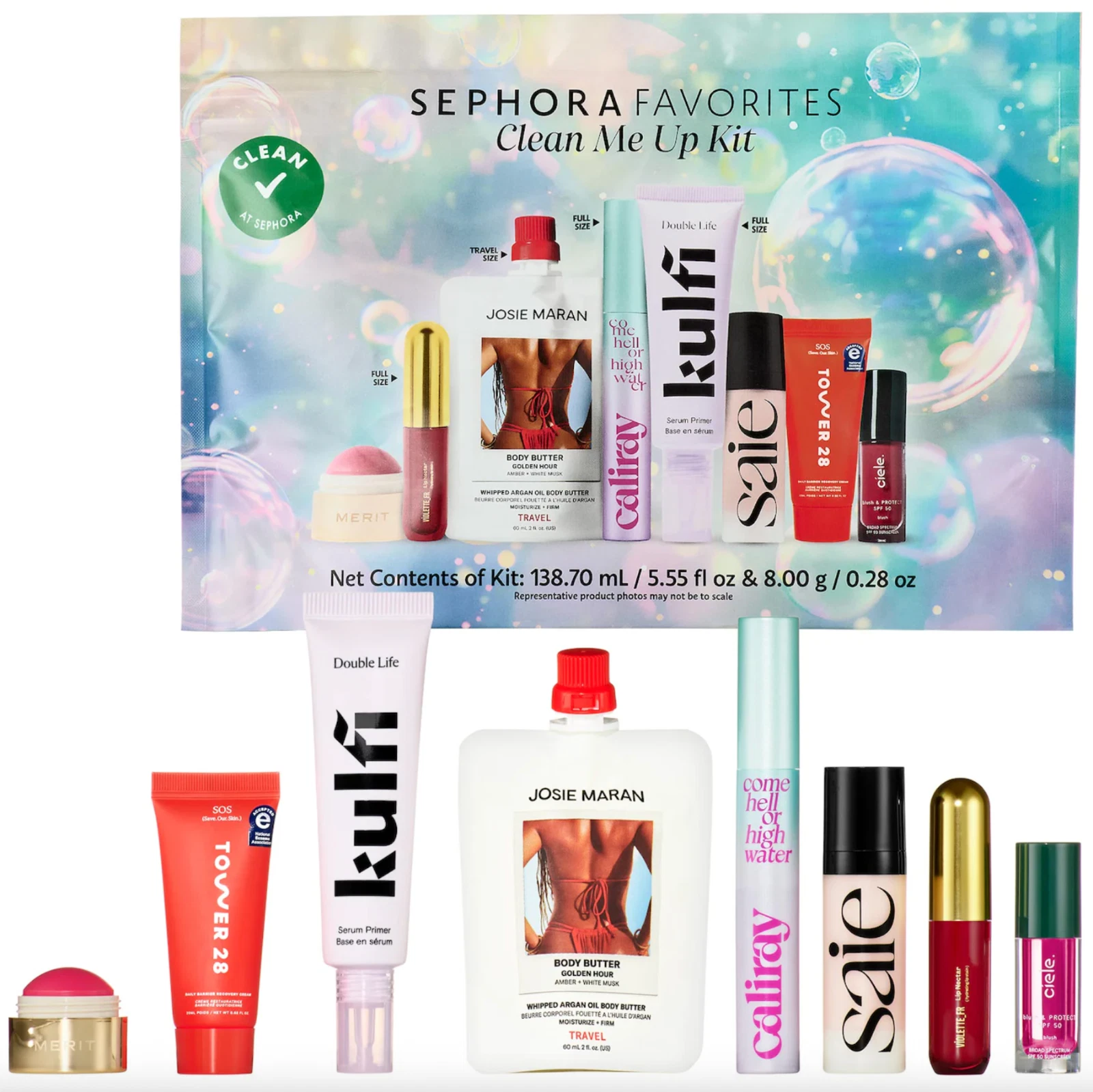 Sephora Favorites Clean Me Up Kit Makeup Value Set, Free Shipping, New (8 pcs)