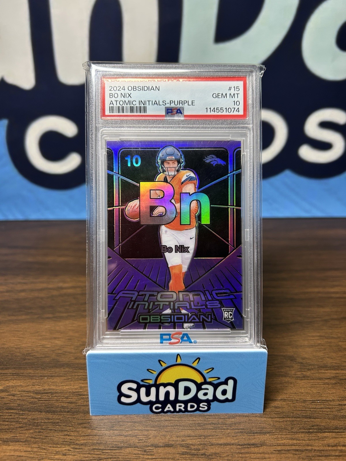 Bo Nix Panini Obsidian Atomic Initials #15 Base
