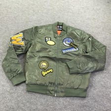 Golden State Warriors Jacket Mens Small Green NBA Basketball Bomber Patches