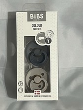Bibs Collection Soft Natural Rubber Pacifier Size 1 Blue  Gray color Boheme