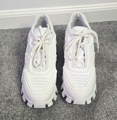 PRADA Cloudbust White Low Top Lace-Up Sneakers Synthetic Upper w/ Dust Bag