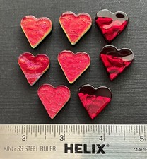 Dichroic Glass Red Hearts on Black, 8Hearts 90 COE