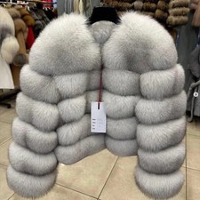 Women Real Fox Fur Coat Natural Multicolor Fur Jacket Hood Winter Warm Outwear ​