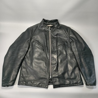 Vtg 70s Schott Perfecto Steerhide Cafe Racer Black Motorcycle Leather Jacket 44