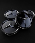 4 x Black Mercedes Benz 75mm Alloy Wheel Centre Caps AMG A B C E S M Class Hub