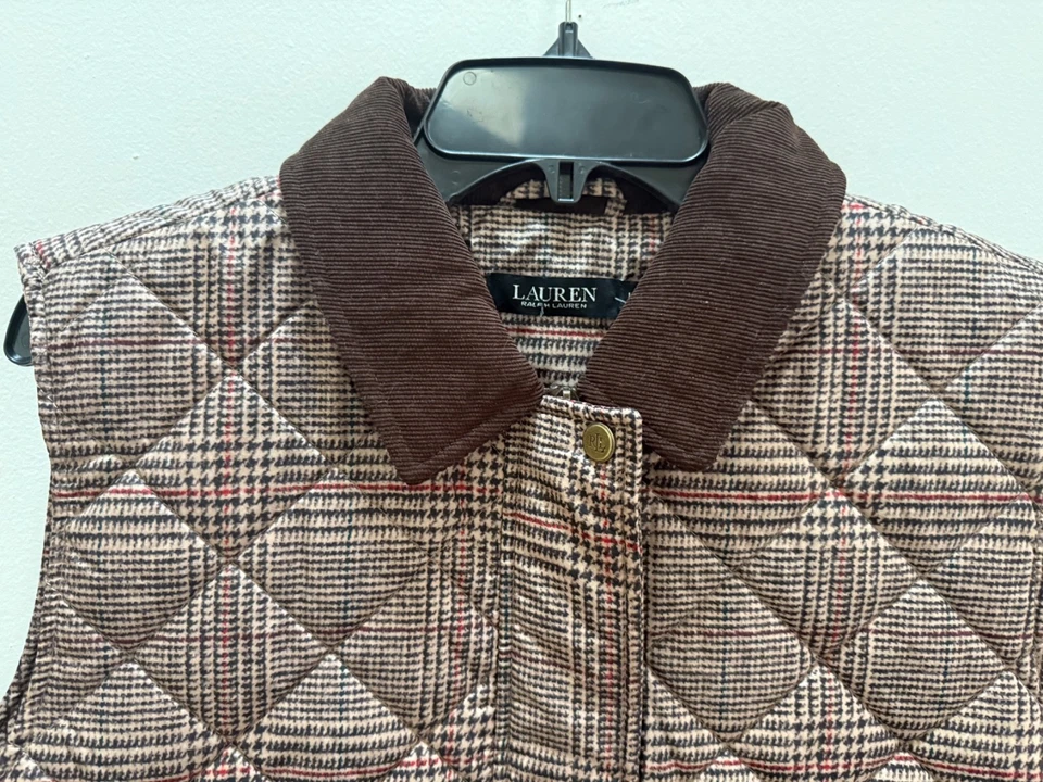 NWT Ralph Lauren Women’s Quilted Check Vest Size L - Image 3 of 4