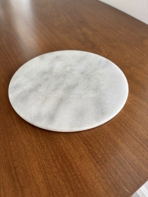 Genuine Marble 8  Round Thin Trivet, Cheese Board, Riser