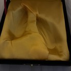 Pair Chinese Floral Yellow Porcelain  Dragon Bound Feet Shoes 4 1/2” With Box — photo 4