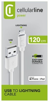 Cellular Line Power Cable Lightning auf USB A bis 12 W 1,2 m  Weiß