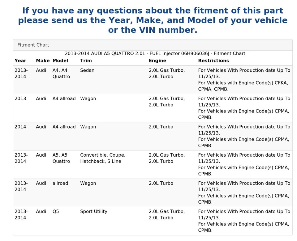 2013-2014 AUDI A5 QUATTRO 2,0 л - топлива инжектор 06H906036J - Изображение 4 из 4
