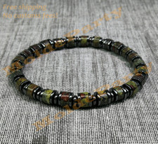 Handmade Natural Jasper Dragon Bloodstone Beads Stretch Bracelet Healing Jewelry
