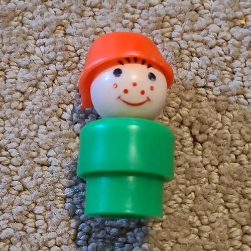 Fisher-Price Little People Boy Figure Green Body Red Hat Vintage Toy