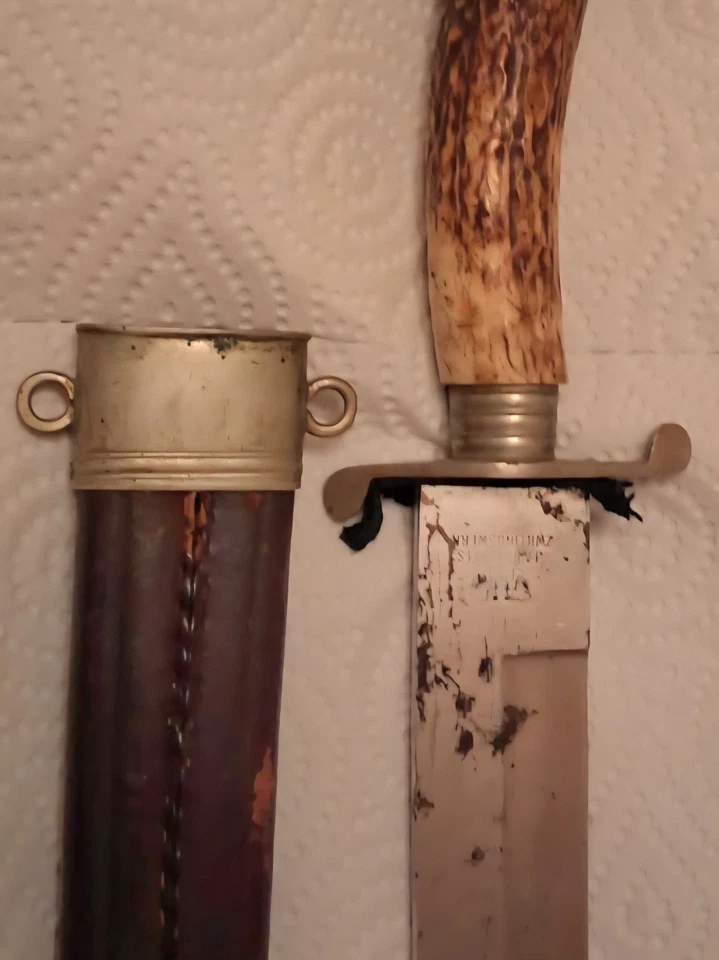 RARE 1895-1914 Gilbert Saville Works Ltd. Stag Fixed Blade Knife MEGA RARE