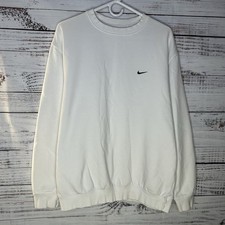Vintage Y2K Nike Swoosh Silver Tag Pullover Crewneck Sweatshirt White Size Large