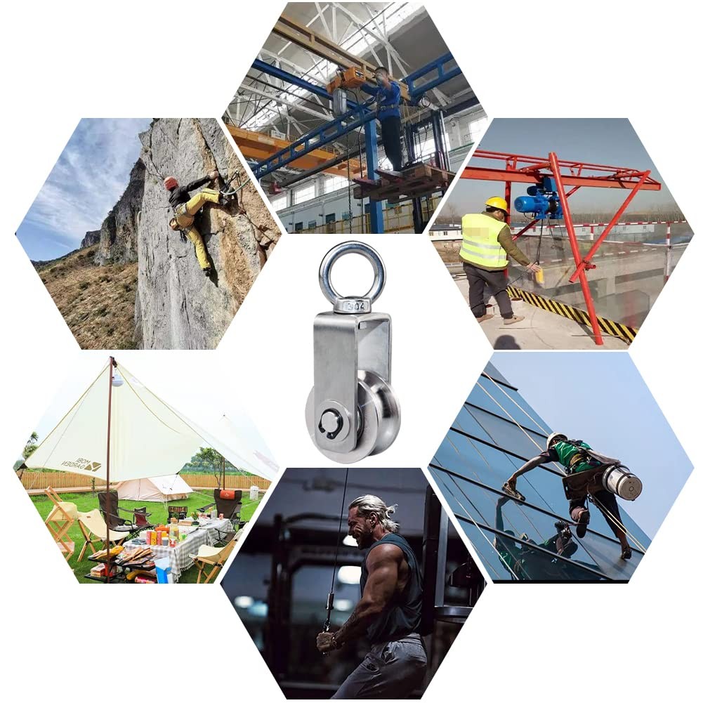 Cable Pulley Wheel Stainless Steel Swivel Block Silence Rotation... 