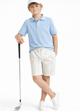 NWT Janie and Jack Pastel Stripe Oxford Pull-On Shorts Boys 16