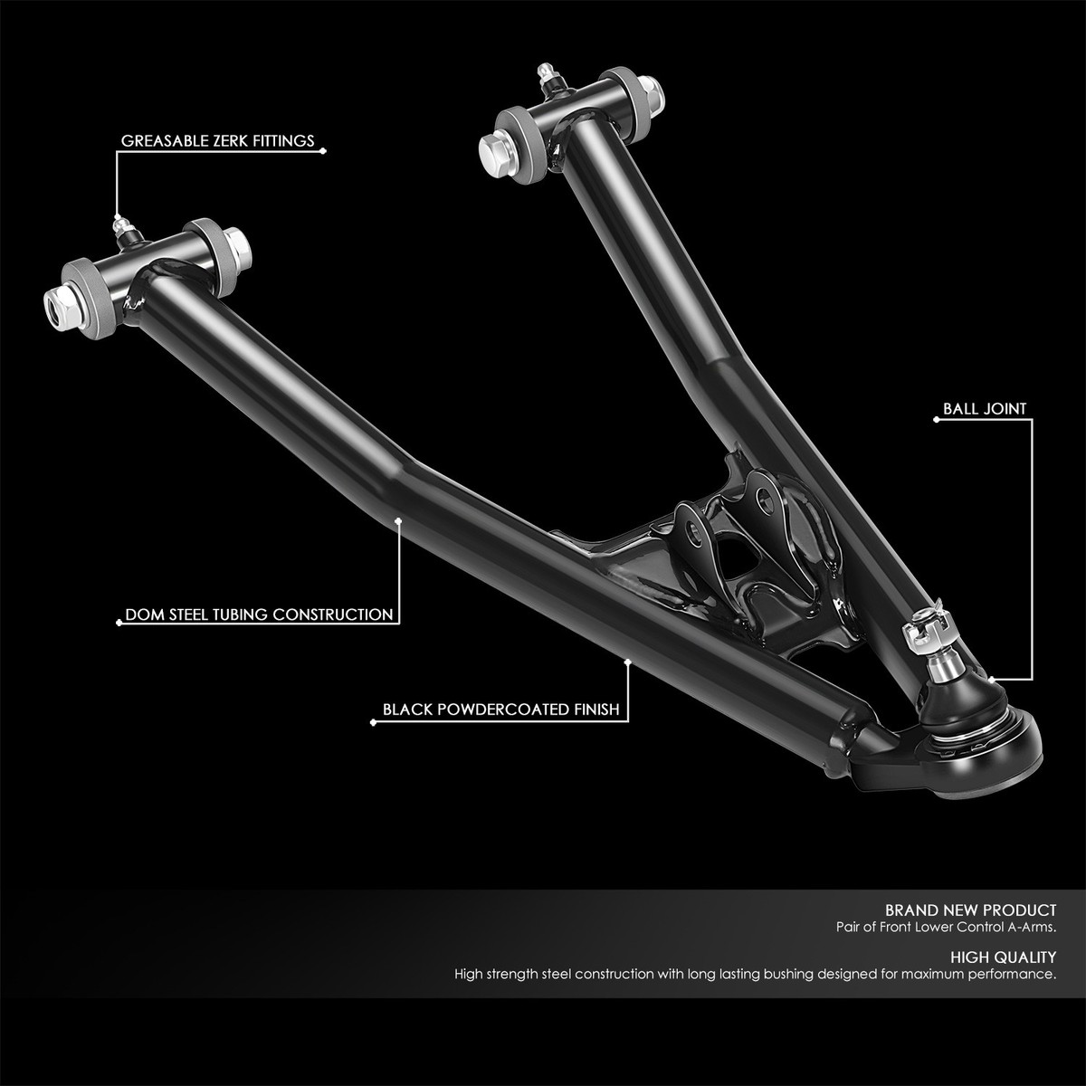 Front Upper A-Arms (Left & Right) For 2006-2009 Yamaha Raptor 700 YFM700R – Black Steel (muparkt)
