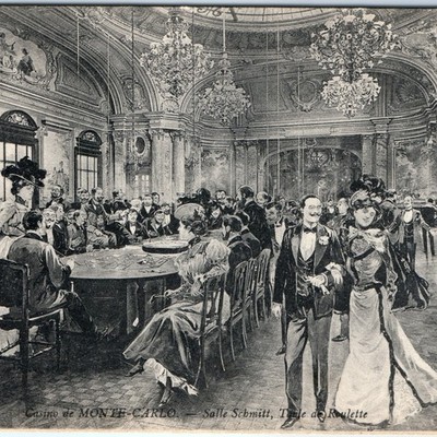c1900s Monte Carlo, Monaco Postcard Casino Salle Schmitt Roulette Table A370