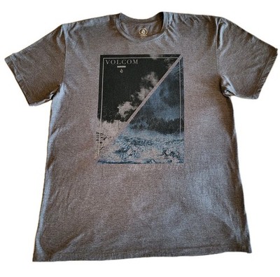 Volcom Men's XL Graphic Print Short Sleeve T-Shirt Gray Crew Neck Cotton Blend
