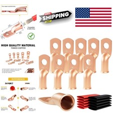 10pcs 8 Awg Heavy Duty Ring Terminals for Battery Cables with Heat Shrink Tubes