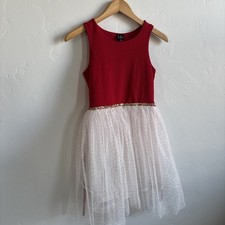 Girls White  Red Sparkly Size 12 Dress