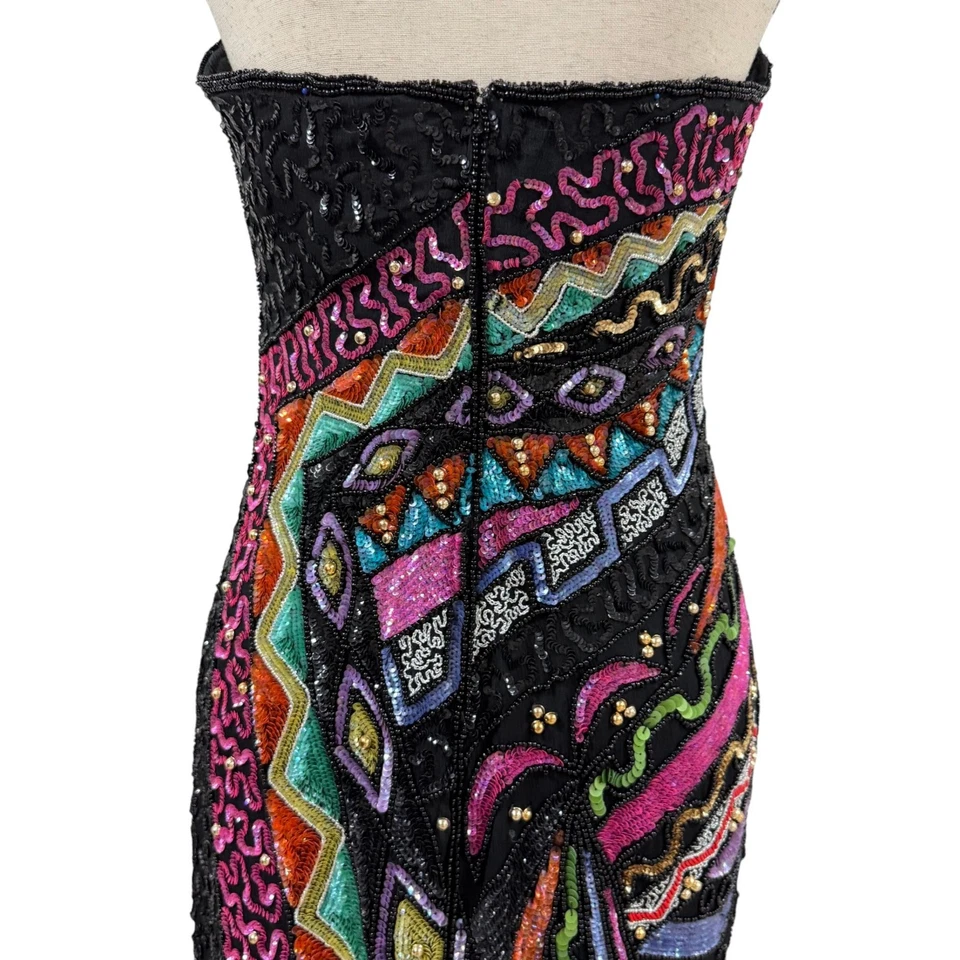 Vestido Vintage ¡JUNTOS! Cuello Corazón Lentejuelas Cuentas Talla 8 Pequeño/Mediano Foto 2 de 4