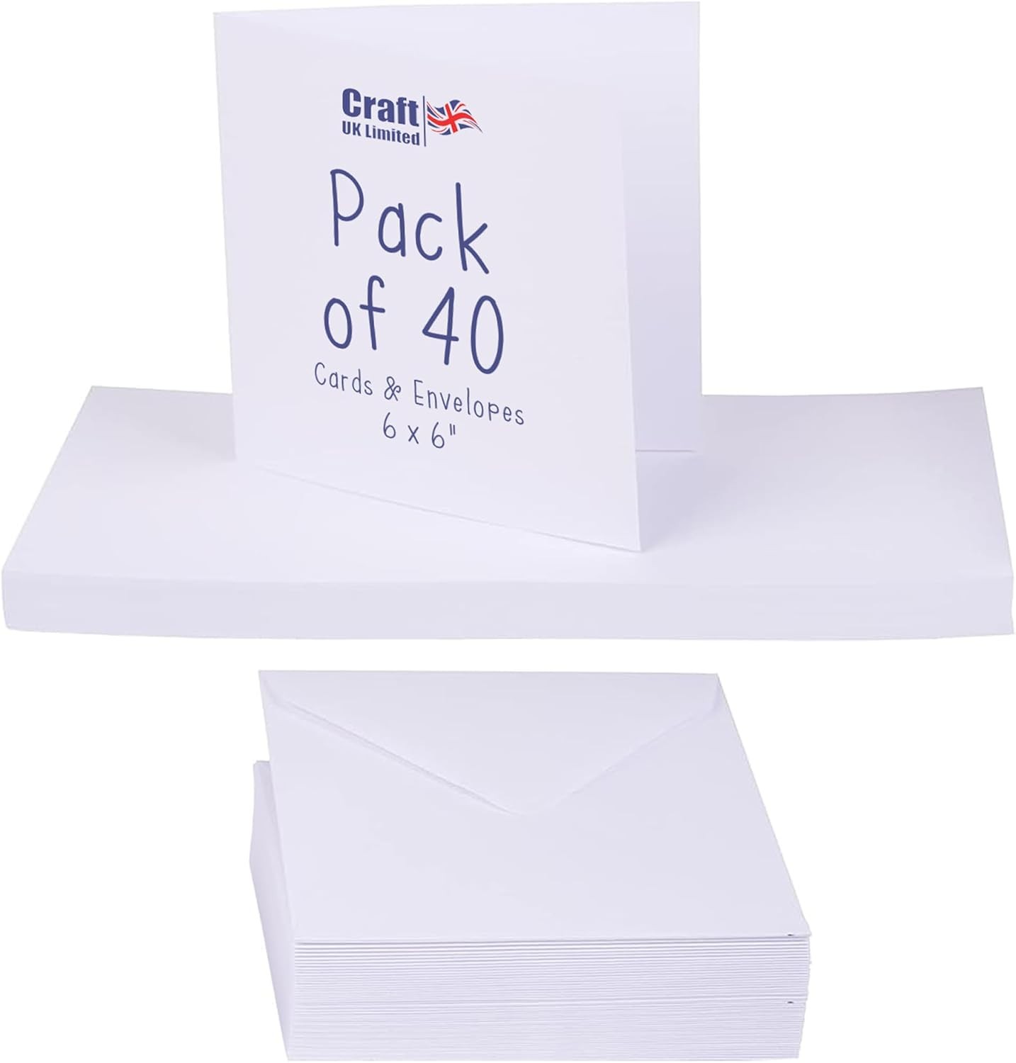 Craft UK, 40 Blank Cards and Envelopes for Card Making, 300gsm, Made in the UK,