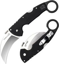 Cold Steel Tiger Claw Karambit Knife Hawkbill Black Plain Edge - Durable, Lightw