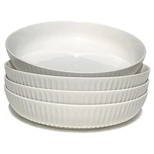 Pasta Bowls set of 4, italian white serving bowl large 8 inch 24 oz white 4pcs