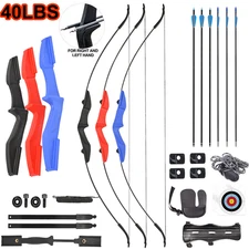 53" Takedown Recurve Bow and Arrow Set 40LBS Archery Bow Hunting Right Left Hand