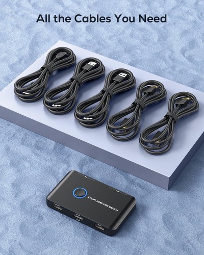 4K KVM Switch HDMI 2 Port Box with 2 USB and 2 HDMI Cable for 2 Computers Share - Afbeelding 6 van 8
