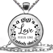 A GiGi's Love Grandmother's Love Handcrafted 1" Glass Pendant Charm OR Necklace