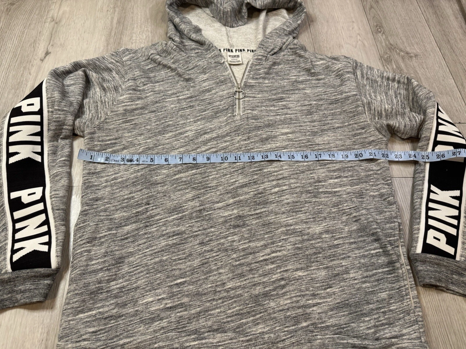 UNDERCOVER Felpa con cappuccio oversize Victorias Secret ROSA grigia con tasche taglia media