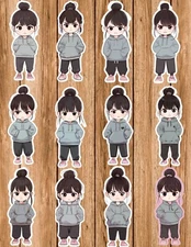 Grouchy Little Girl Die Cut Vinyl Stickers Set Scrapbooking Laptop Waterbottle 