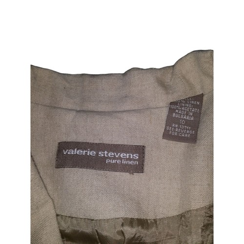 Blazer donna puro lino Valerie Stevens taglia 10 kaki 2 bottoni abbigliamento da lavoro - Foto 6 di 8