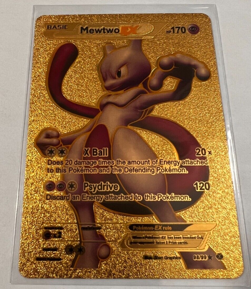 Mewtwo EX 98/99 Next Destinies Gold Foil FanArt Pokemon Card HP 170