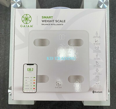 GAIAM Wireless GLASS SMART WEIGHT SCALE BALANCE INTELLIGENT Body BMI BMR Tracker