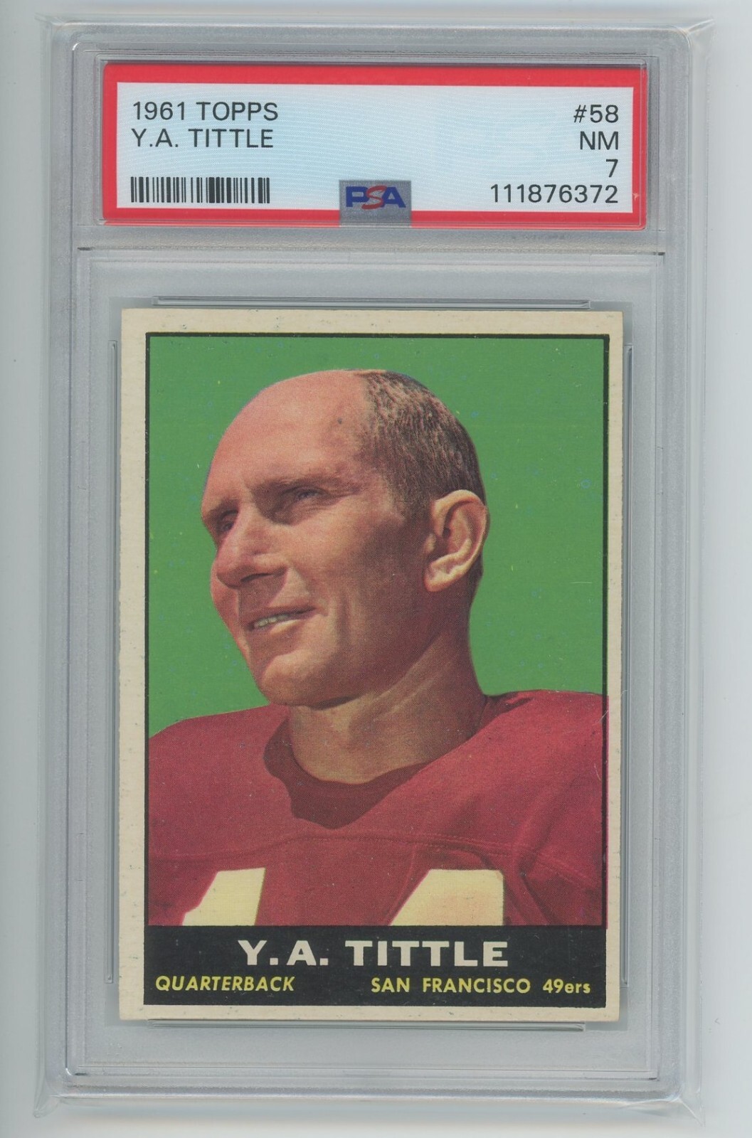 1961 Topps Football Y.A. TITTLE #58 PSA 7 Near Mint