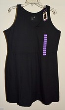 New Womens Gap Fit Active Tank Dress XXL Black Shelf Bra Wicking Inner Shorts