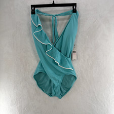 Carmen Marc Valvo Swimsuit Womens 10 Aqua Blu...