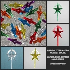 Astro Rocket Ceramic Christmas Tree Glitter Bulbs Halo Stars FREE SHIP