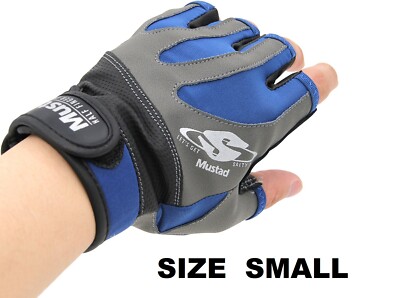 Mustad Half Finger Casting Gloves Cool Quick Dry Fingerless Fishing Gloves Small