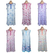 Women's Floral Nightgown Sleeveless 3 Button Pajama M-3XL New