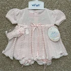 Will'beth Infant Newborn Reborn Baby Girl Fancy Pink Knit Dress Set Headband NWT