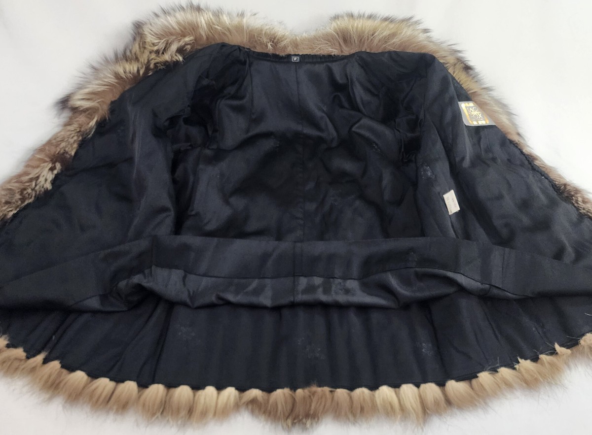 Saga Fox Selected Gold label real fur coat silver pockets US