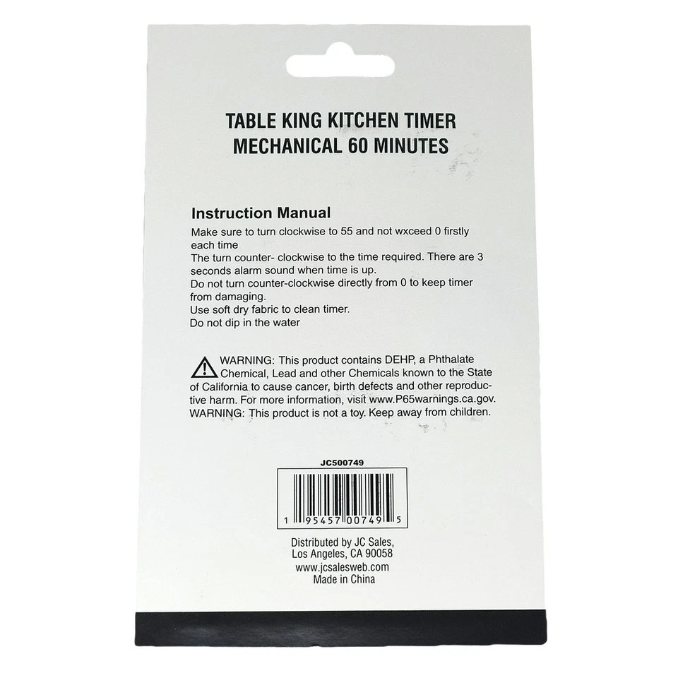 Long Ring Metal Bell Kitchen Cooking Timer 60-Minute Analog Mechanical Alarm - Image 4 of 4