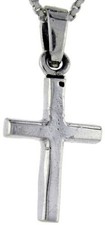 925 Sterling Silver Small Flat Plain Cross Pendant 1 Inch 25mm Tall