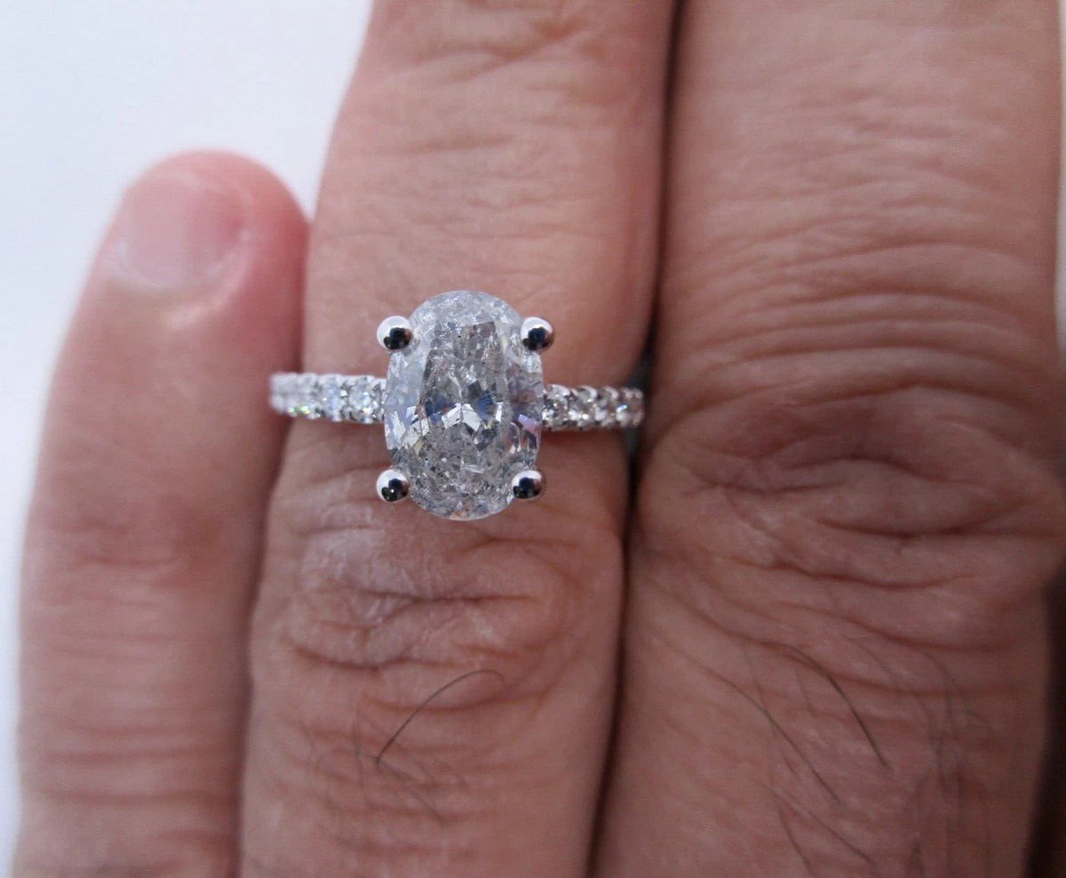 1.82 Carat 18K Gold Diamond Engagement Ring Center 1.50 Carat F