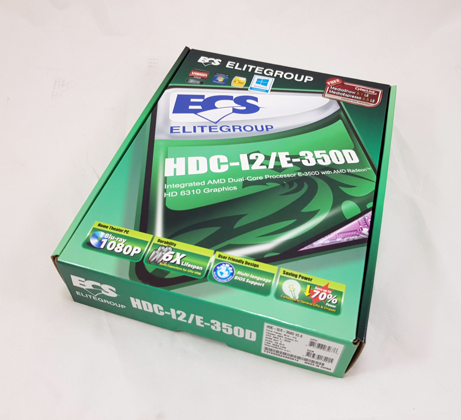 ECS HDC-I2/E-350D V2.0 Mini-ITX AMD Hudson D1 E-350D DDR3 GIGA LAN Motherboard