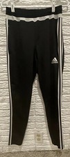 Adidas Women  s Pants, Black w/white Stripes, Size Medium Some Snags On Stripes
